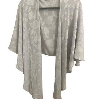 Kate Landry Silver Grey Floral Jacquard Sheer Evening Wrap Kimono